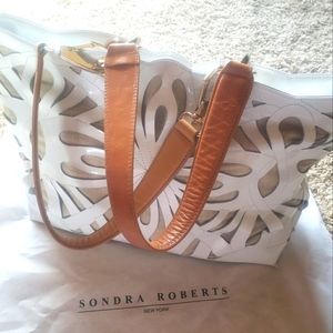 Sondra Roberts White Patent Leather Shoulder Bag